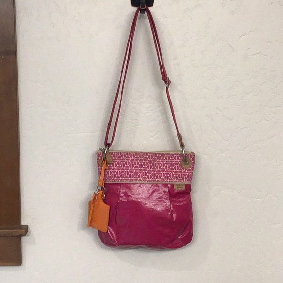 Fossil Handbags - Fossil vintage crossbody bag, Key-Per, pink coated canvas